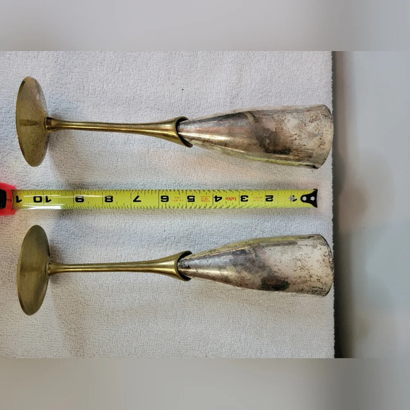 Antique Champagne Flute Glasses S. P. Brass India Brass Copper - Picture 5 of 13